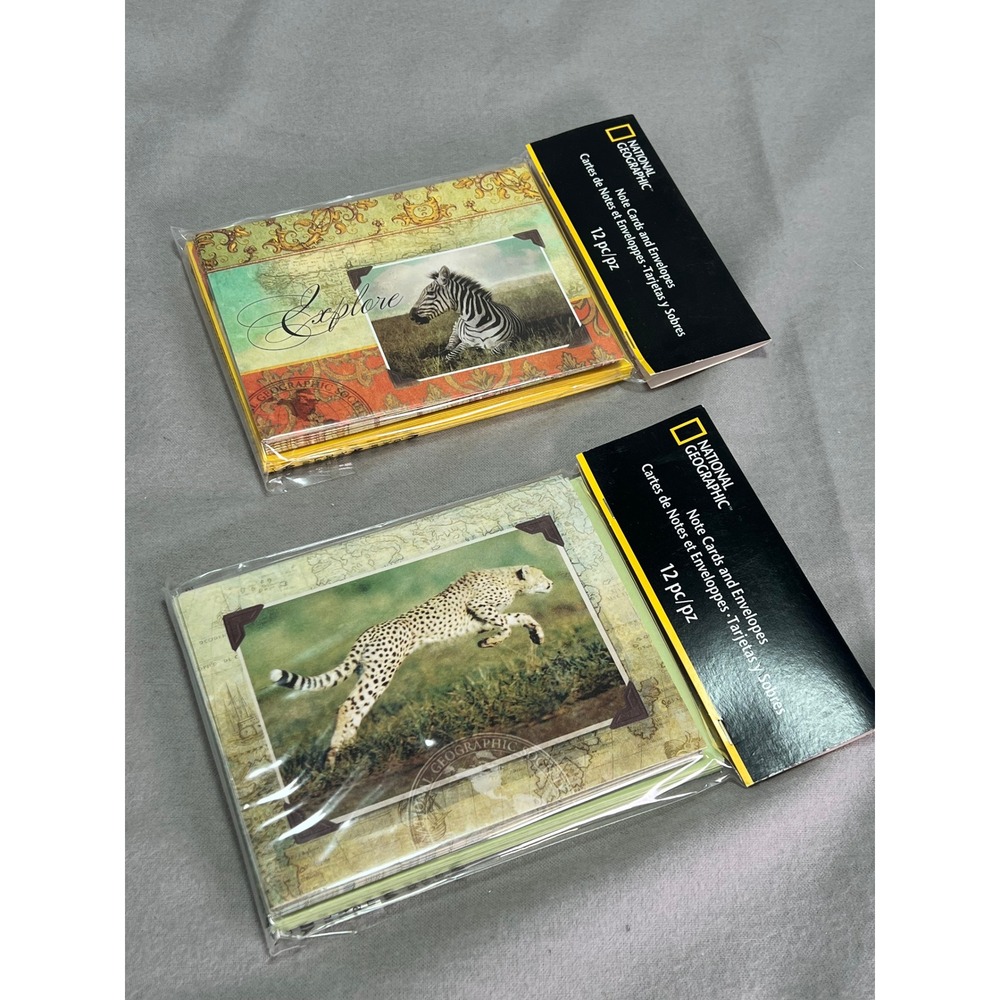 National Geographic Note Cards and Envelopes Cheetah Zebra Safari 2013 Greetings